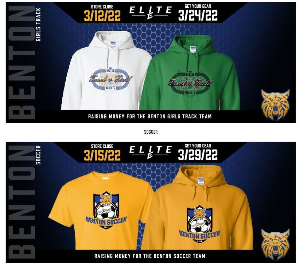 Apparel for Boys and Girls Soccer and Girls Tack Benton MS/HS