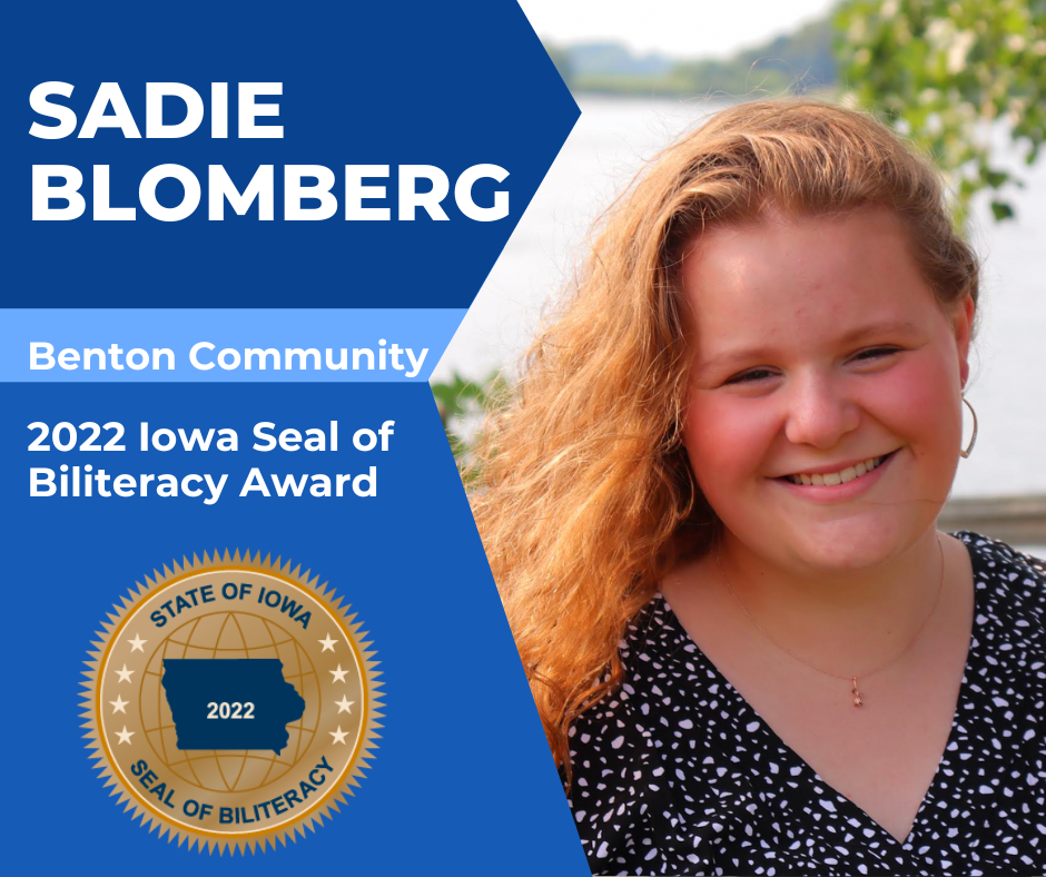 Benton Community Sadie Blomberg Receives Iowa Seal of Biliteracy Award