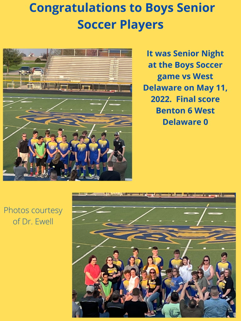 Benton Community Boys Soccer Senior Night 5-10-2022